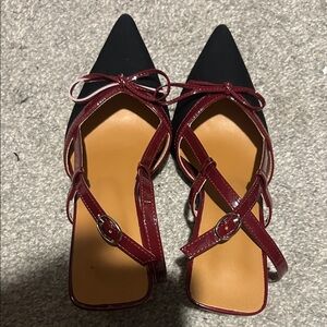 Elegant Black and Burgundy Women's Heels